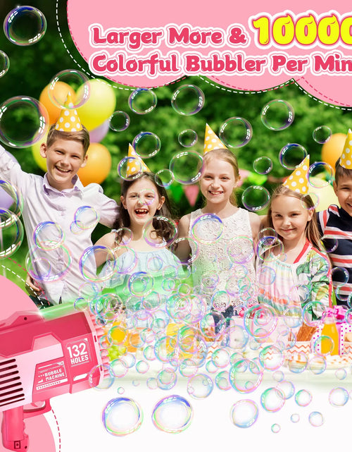 Load image into Gallery viewer, Bubble Machine for Kids 132 Holes Bubble Toys with Colorful Lights Bubble Blower for Toddlers Bubble Maker Gift for Indoor Outdoor Birthday Party Wedding, Pink
