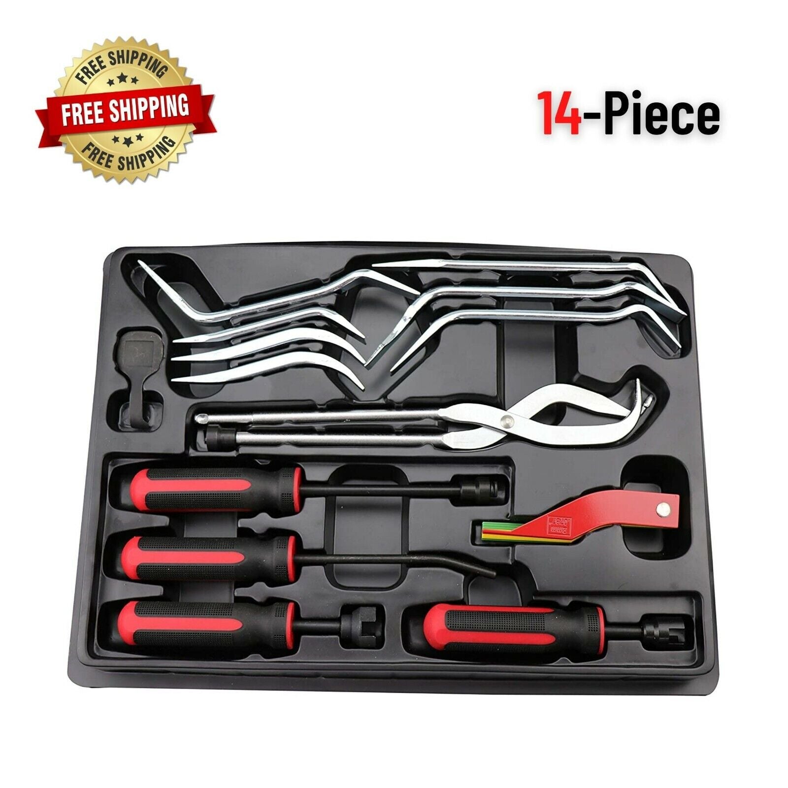 14Pc Drum Brake Tool Set Removal Kit Lining Gauge for Services Repair Automotive