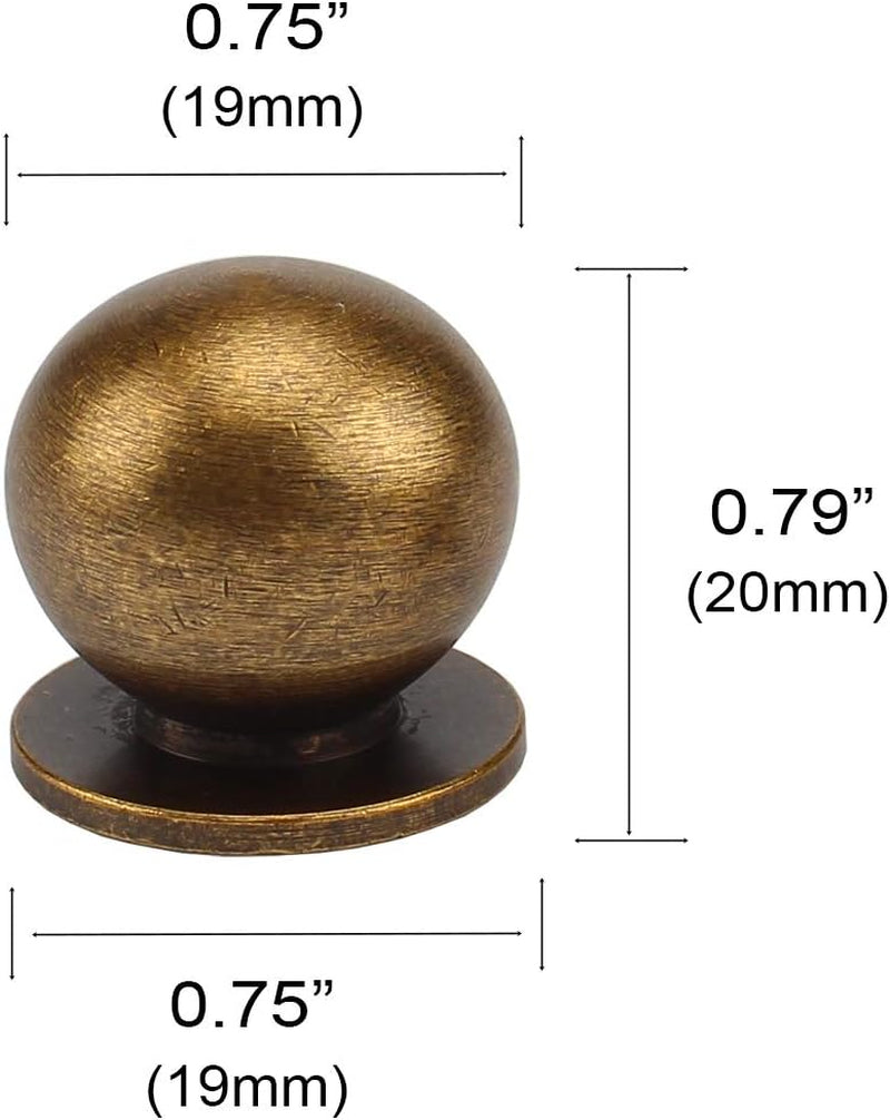 4Pcs 19MM Diameter round Solid Brass Pulls Antique Cabinet Drawer Small Handles Modern Minimalist Handles Knobs (Antique Bronze)