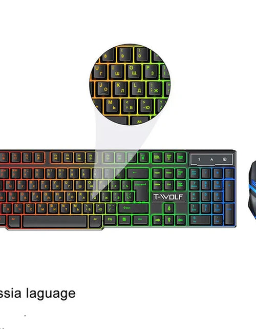 Load image into Gallery viewer, T-WOLF New Keyboard Mouse Kit TF200 Office USB Wired Luminous Keyboard and Mouse Set Russian Keyboard
