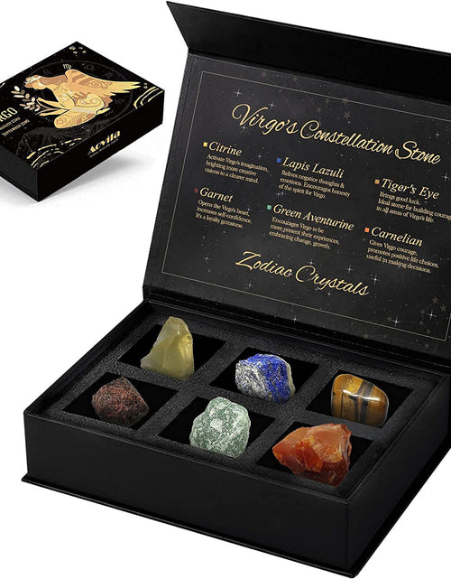 Load image into Gallery viewer, Virgo Crystals Gift Set, Zodiac Signs Healing Crystals Birthstones with Horoscope Box Set Virgo Astrology Crystals Healing Stones Gifts
