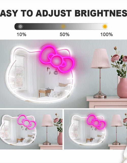 Load image into Gallery viewer, Wall Mirror with 12V Adapter, L16.1&quot; W14.1&quot; Anime Neon Sign for Dresser, Lock...
