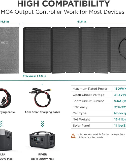 Load image into Gallery viewer, Ecoflow 60W Portable Solar Panel for Power Station, Foldable Solar Charger with Adjustable Kickstand, Waterproof IP67 for Outdoor Camping,Rv,Off Grid System
