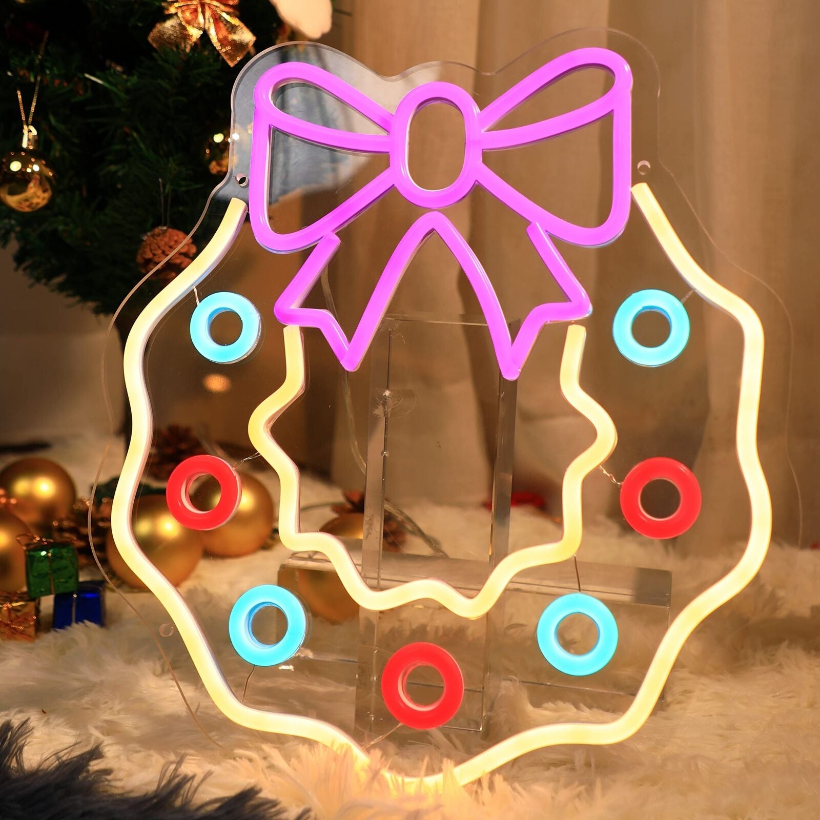 Merry Christmas Neon Sign Christmas LED Sign Light with Acrylic Board, Art Wa...