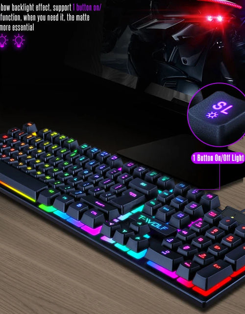 Load image into Gallery viewer, T-WOLF New Keyboard Mouse Kit TF200 Office USB Wired Luminous Keyboard and Mouse Set Russian Keyboard
