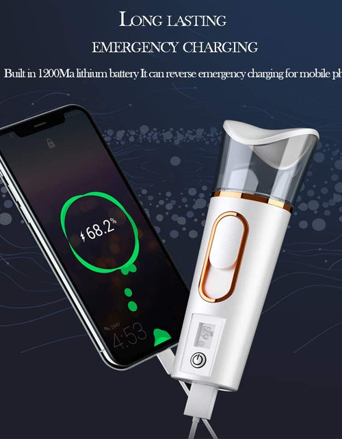 Load image into Gallery viewer, Handy Nano Mist Sprayer with Skin Analyzer Moisture Tester, Portable Facial Atomization Eyelash Extensions Steamer Mister,Mini Cool with Large Capacity,Face Moisturizing,Hydration Refreshing
