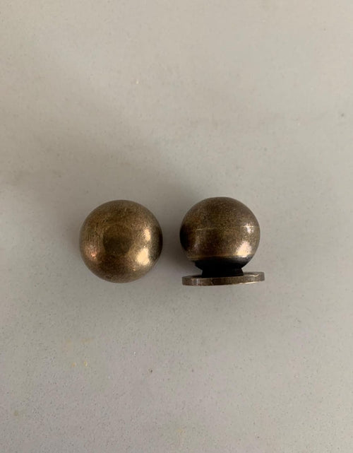 Load image into Gallery viewer, 4Pcs 19MM Diameter round Solid Brass Pulls Antique Cabinet Drawer Small Handles Modern Minimalist Handles Knobs (Antique Bronze)
