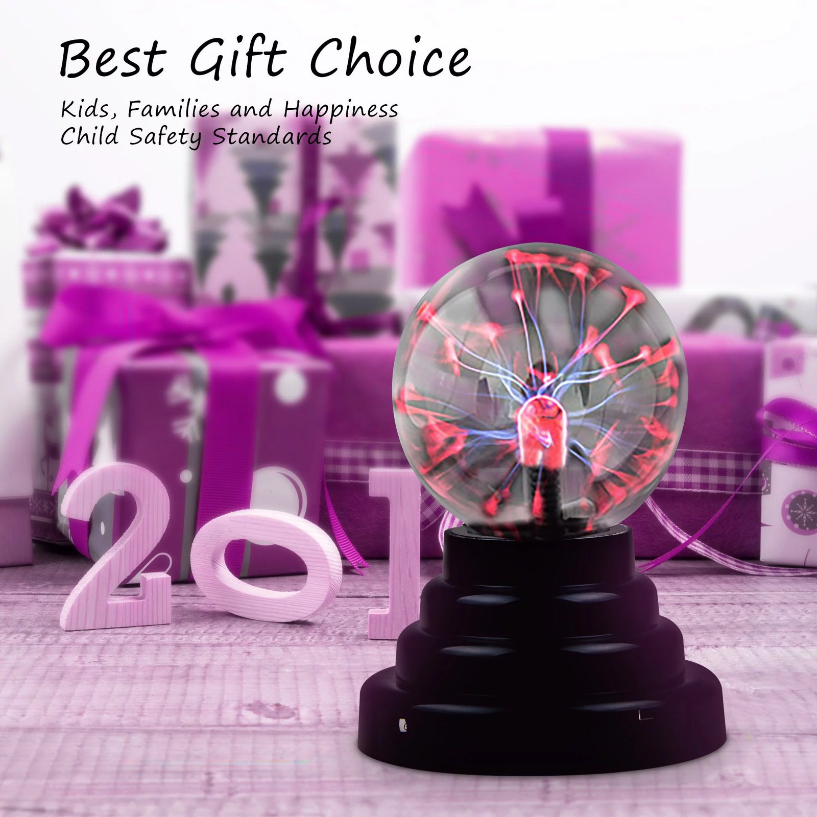 Plasma Ball Orb, 3"Plasma Ball Plasma Globe for Kids Thunder Lightning Decorative Lamp USB/ Powered