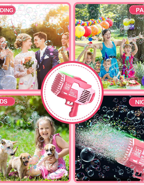 Load image into Gallery viewer, Bubble Machine for Kids 132 Holes Bubble Toys with Colorful Lights Bubble Blower for Toddlers Bubble Maker Gift for Indoor Outdoor Birthday Party Wedding, Pink
