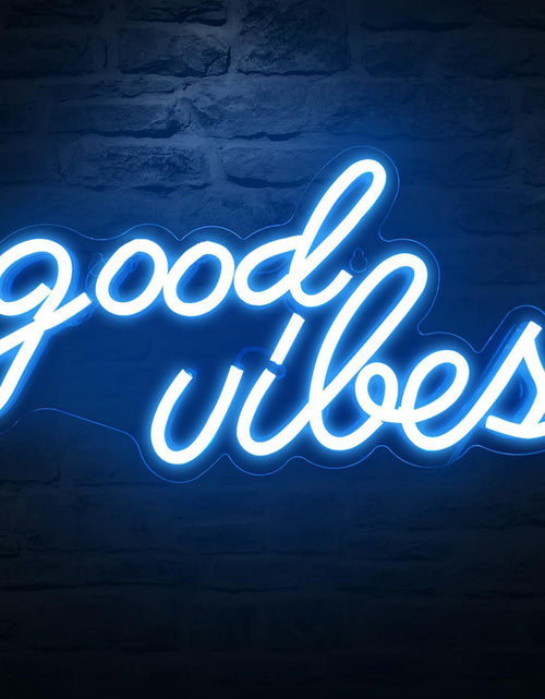 Load image into Gallery viewer, Good Vibes Neon Sign for Bedroom Wall Decor Powered by USB Neon Light, Ice Blue Color,16.1&quot;X8.3&quot;X0.6&quot;
