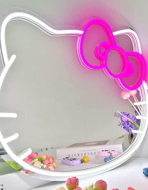 Load image into Gallery viewer, Wall Mirror with 12V Adapter, L16.1&quot; W14.1&quot; Anime Neon Sign for Dresser, Lock...
