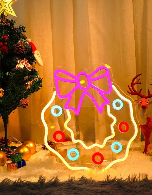 Load image into Gallery viewer, Merry Christmas Neon Sign Christmas LED Sign Light with Acrylic Board, Art Wa...
