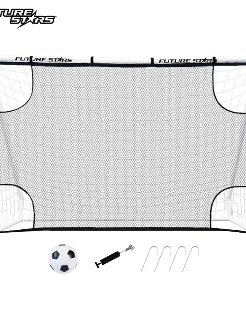 Load image into Gallery viewer, 8Ft Soccer Goal Combo Set with Shooter Tutor, Official Size 5 Soccer Ball and Pump with Pin
