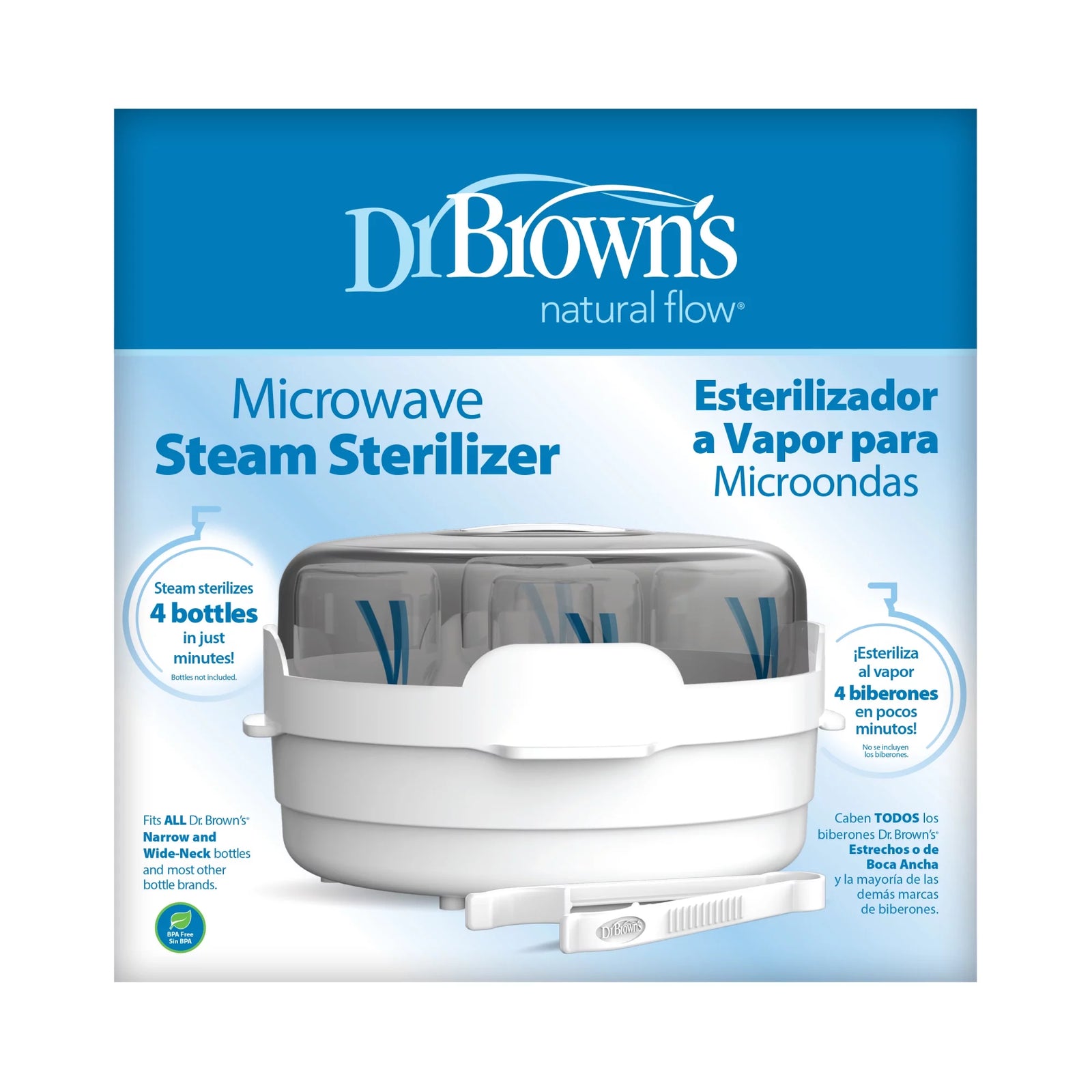 Dr. Brown’S Microwave Steam Sterilizer, Quickly Sterilize Baby Bottles, Travel-Friendly, BPA Free