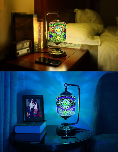 Load image into Gallery viewer, Eyesound Turkish Lamp Mosaic Table Lamps, Upgraded Moroccan Glass Light 7 Col...
