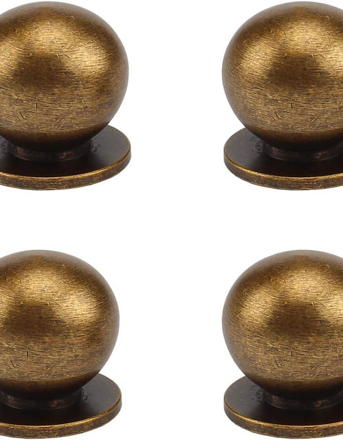 Load image into Gallery viewer, 4Pcs 19MM Diameter round Solid Brass Pulls Antique Cabinet Drawer Small Handles Modern Minimalist Handles Knobs (Antique Bronze)
