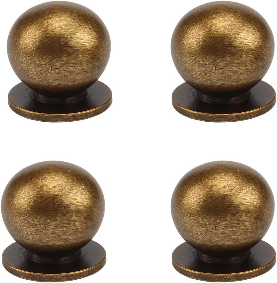 4Pcs 19MM Diameter round Solid Brass Pulls Antique Cabinet Drawer Small Handles Modern Minimalist Handles Knobs (Antique Bronze)