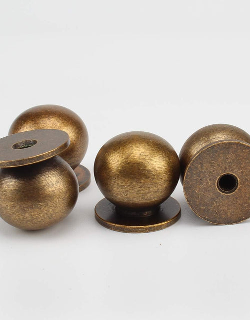 Load image into Gallery viewer, 4Pcs 19MM Diameter round Solid Brass Pulls Antique Cabinet Drawer Small Handles Modern Minimalist Handles Knobs (Antique Bronze)
