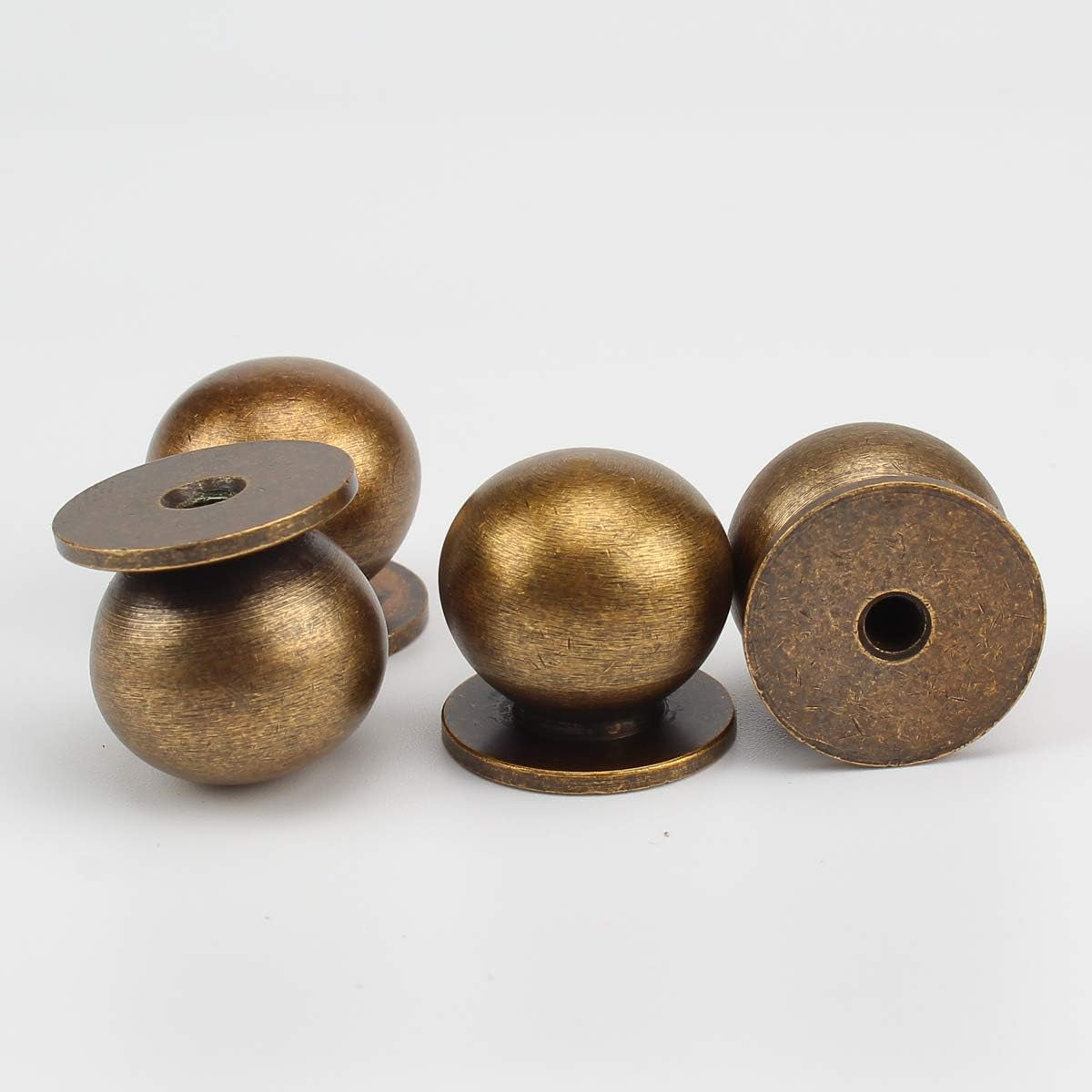 4Pcs 19MM Diameter round Solid Brass Pulls Antique Cabinet Drawer Small Handles Modern Minimalist Handles Knobs (Antique Bronze)