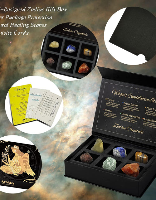 Load image into Gallery viewer, Virgo Crystals Gift Set, Zodiac Signs Healing Crystals Birthstones with Horoscope Box Set Virgo Astrology Crystals Healing Stones Gifts
