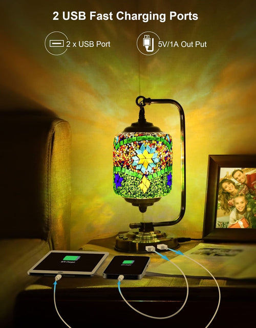 Load image into Gallery viewer, Eyesound Turkish Lamp Mosaic Table Lamps, Upgraded Moroccan Glass Light 7 Col...
