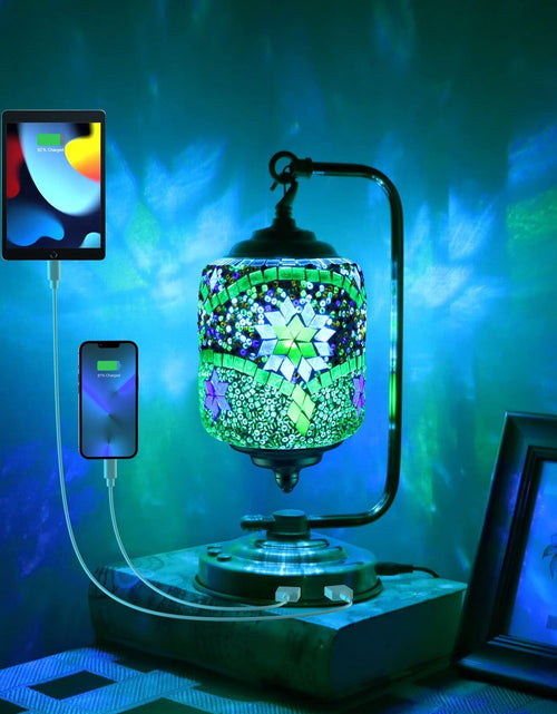 Load image into Gallery viewer, Eyesound Turkish Lamp Mosaic Table Lamps, Upgraded Moroccan Glass Light 7 Col...
