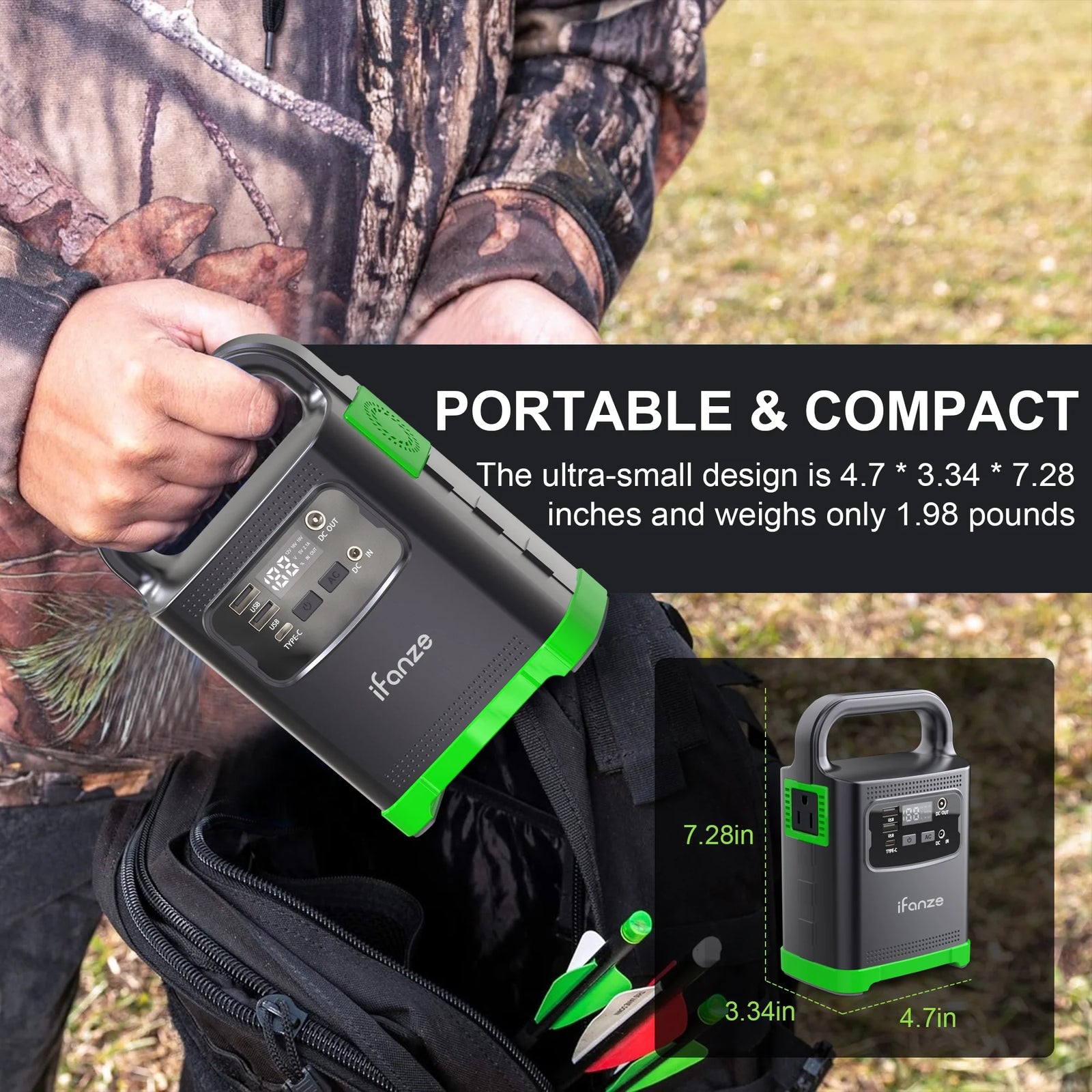 Portable Power Station, 24000Mah Camping Lithium Battery Solar Generator Fast Charging with AC Outlet 100W Peak Power Bank for Home Backup Outdoor Emergency RV Van Hunting